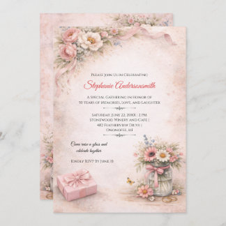Invitación Elegant Pink Flowers Birthday Party |