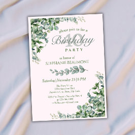 Invitación Elegant Pink Green Flower Women's 40th Birthday 
