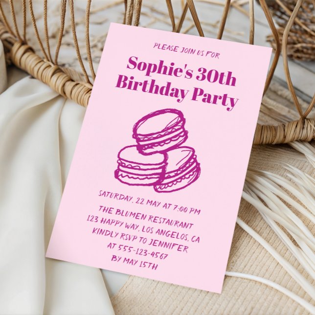 Invitación Elegant Pink Macaron 30th Birthday Party  (Subido por el creador)