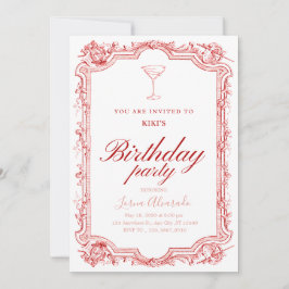 Invitación Elegant Pink Martini Chic Adult Birthday Party