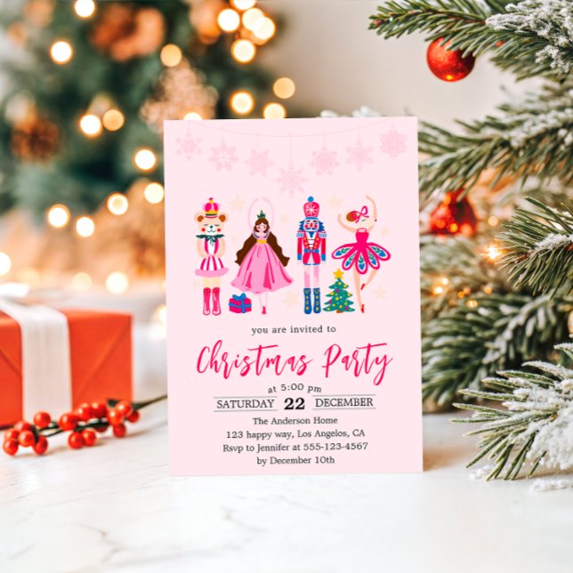 Invitación  Elegant Pink Nutcracker Ballet Christmas Party   (Subido por el creador)