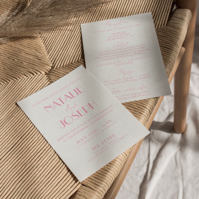 Invitación Elegant Pink Orange Stylish All In One Wedding (Subido por el creador)