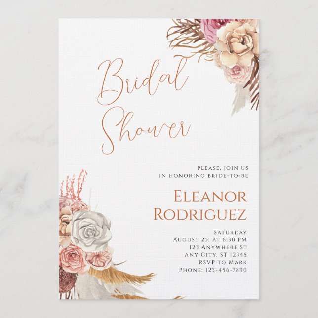 Invitación Elegant Pink & Red Bridal Shower Invite (Anverso)