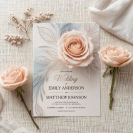 Invitación Elegant Pink Rose Dew Drop Wedding Invitation