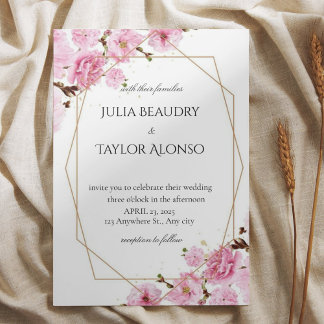 Invitación Elegant Pink Rose Wedding Invite