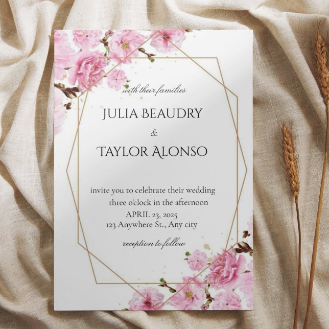 Invitación Elegant Pink Rose Wedding Invite (Subido por el creador)