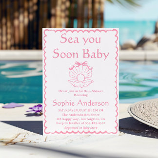 Invitación Elegant Pink Seashell Baby Baby Shower