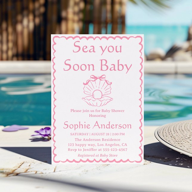 Invitación Elegant Pink Seashell Baby Baby Shower (Subido por el creador)