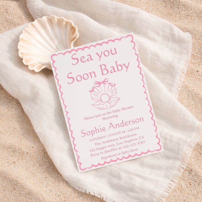 Invitación Elegant Pink Seashell Baby Baby Shower (Subido por el creador)