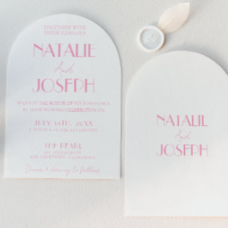 Invitación Elegant Pink Stylish Minimalist Arched Wedding