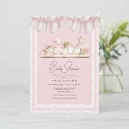 Invitación Elegant Pink Toile Vintage Whimsical Baby Shower