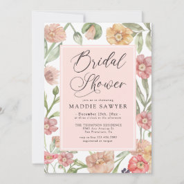 Invitación Elegant Pink Watercolor Floral Bridal Shower