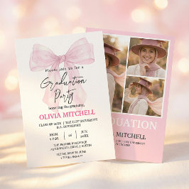 Invitación Elegant Pink Watercolor Graduation Party