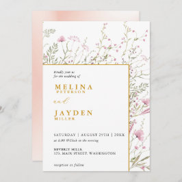 Invitación Elegant Pink Wild Floral Wedding 