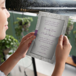 Invitación Elegant Plum Silver Swirl Wedding Invitations