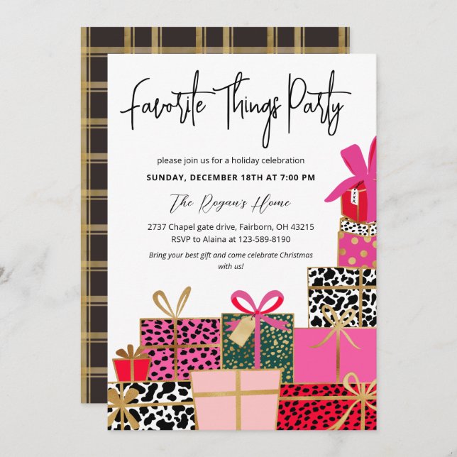 Invitación Elegant Presents Favorite Things Party Holiday  In (Anverso / Reverso)
