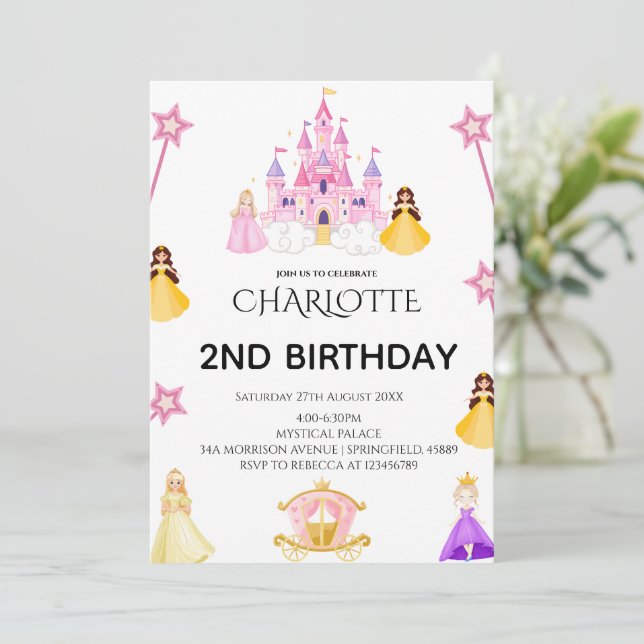 Invitación Elegant Princess Birthday Celebration (Anverso de pie)