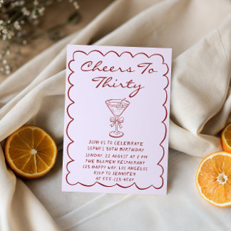 Invitación Elegant Purple Cheers to Thirty Cocktail Birthday