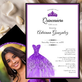 Invitación Elegant Purple Dress 15th Birthday Quinceanera