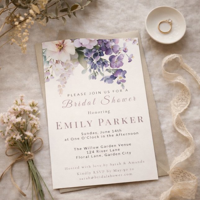 Invitación Elegant Purple Floral Bridal Shower (Subido por el creador)