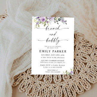 Invitación Elegant Purple Floral Bridal Shower Invitation