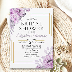 Invitación Elegant Purple Floral Bridal Shower Party