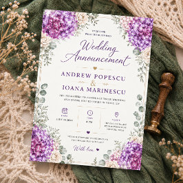 Invitación Elegant Purple Floral Watercolor Hydrangea 