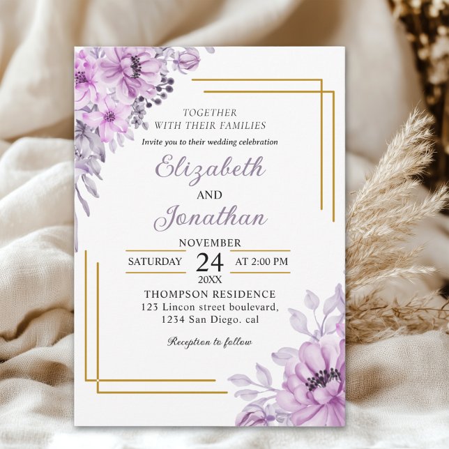 Invitación Elegant Purple Floral Wedding Suite (Subido por el creador)