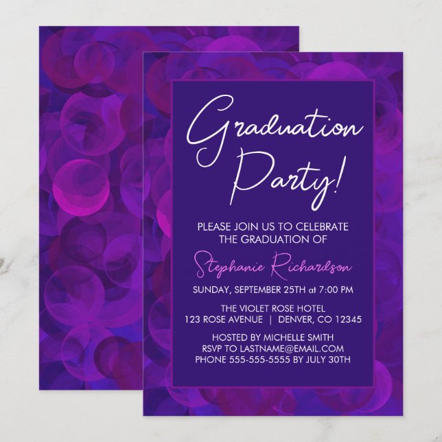 Invitación Elegant Purple Graduation Party Invitation (Anverso / Reverso)