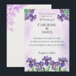 Invitación Elegant Purple Iris Watercolor Floral Wedding Invi<br><div class="desc">This exquisite wedding invitation features a stunning watercolor design of vibrant purple irises, gracefully framing your event details. Perfect for spring or summer celebrations, its elegant floral motif and sophisticated color palette evoke a sense of timeless romance. Invite your guests with a design that beautifully blends classic charm with artistic...</div>