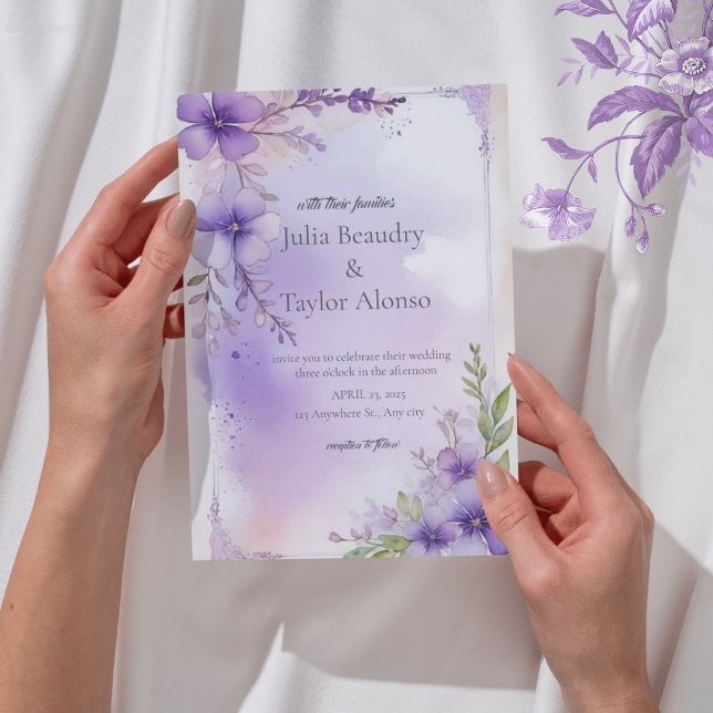 Invitación Elegant Purple Rose Wedding Invite (Subido por el creador)