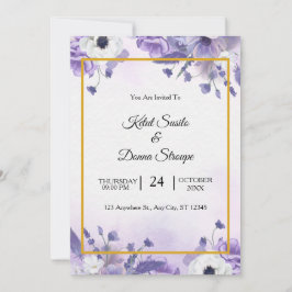 Invitación Elegant Purple Watercolor wedding