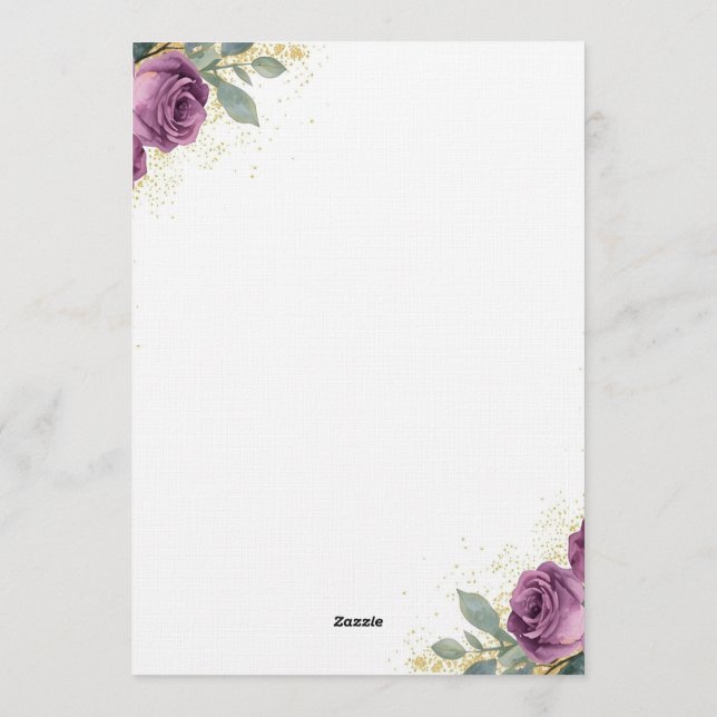 Invitación 👉 Elegant Purple Wisteria & Gold Floral Wedding I (Reverso)