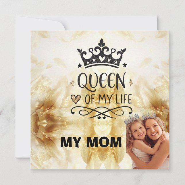 Invitación Elegant Queen of my Life-my mom  (Anverso)