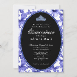 Invitación Elegant Quinceanera Invitation Blue Butterflies