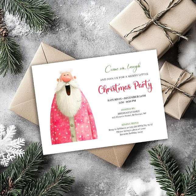 Invitación Elegant Quirky Santa Minimalist Holiday Invitation (Elegant Quirky Santa Minimalist Holiday Invitation)