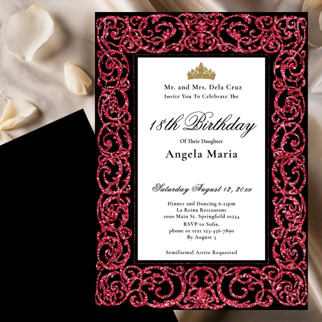 Invitación Elegant Red 18th Birthday Debut (Subido por el creador)