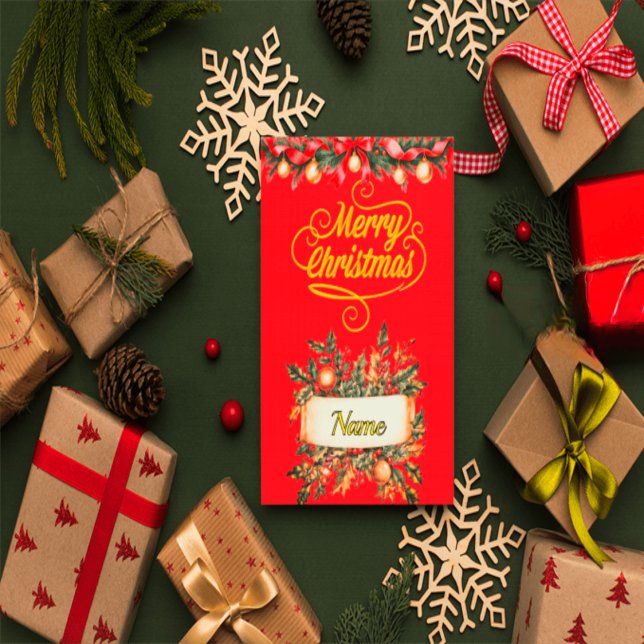 Invitación Elegant Red and Gold Christmas Photo Card | Person (Subido por el creador)