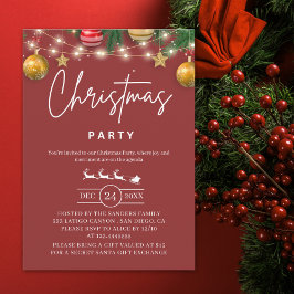 Invitación Elegant Red Christmas Party Invitation