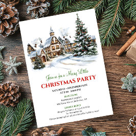 Invitación Elegant red green festive city Christmas party  