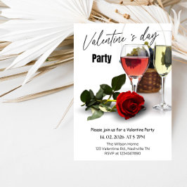 Invitación Elegant Red & Pink Valentine Party