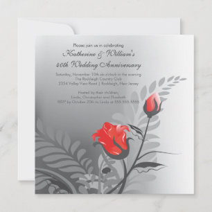 Invitación Elegant Red Rose Anniversary Invitation