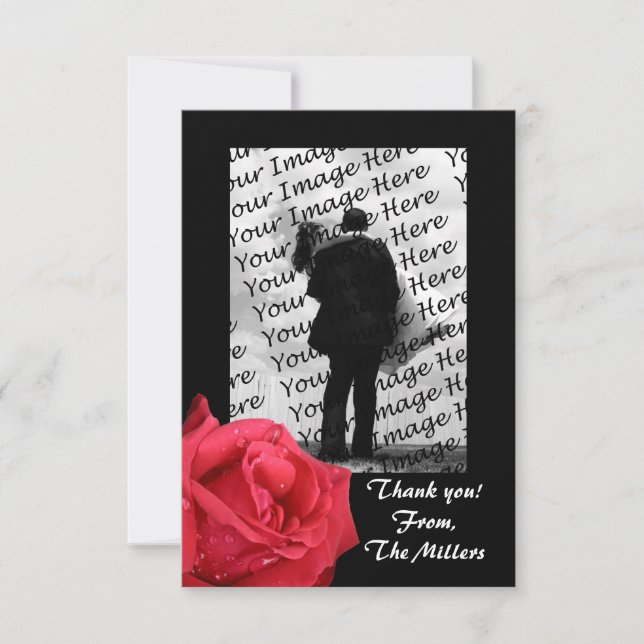 Invitación Elegant Red Rose Photo Thank You Notes (Anverso)