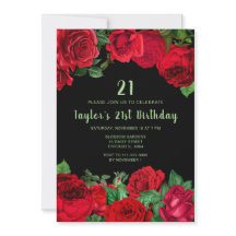 Elegant Red Roses Flowers Birthday Party