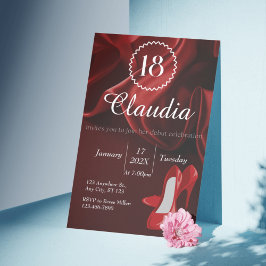 Invitación Elegant Red Silk & Royal Blue 18th Birthday