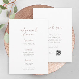 Invitación Elegant Rehearsal Dinner Menu – Two-Sided Card