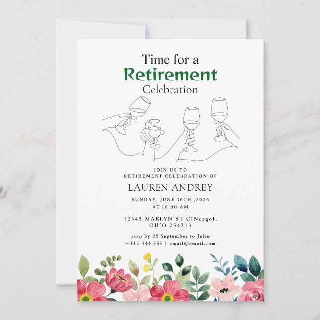 Invitación Elegant Retirement Celebration Invitation (Anverso)