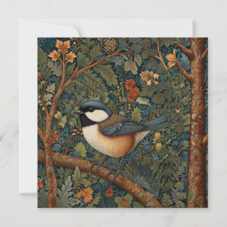 Invitación Elegant Retro Art Nouveau woodland bird