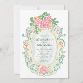 Invitación Elegant Rococo Floral Bridal Shower QR code 
