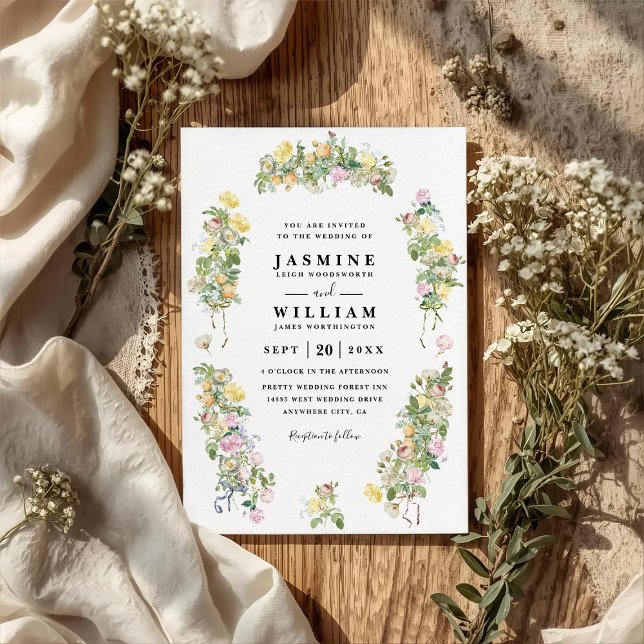 Invitación Elegant Romantic Bustling Flowers QR Code Wedding (Subido por el creador)